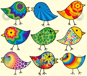 Image source: Nine colorful birds via cutcaster.com
